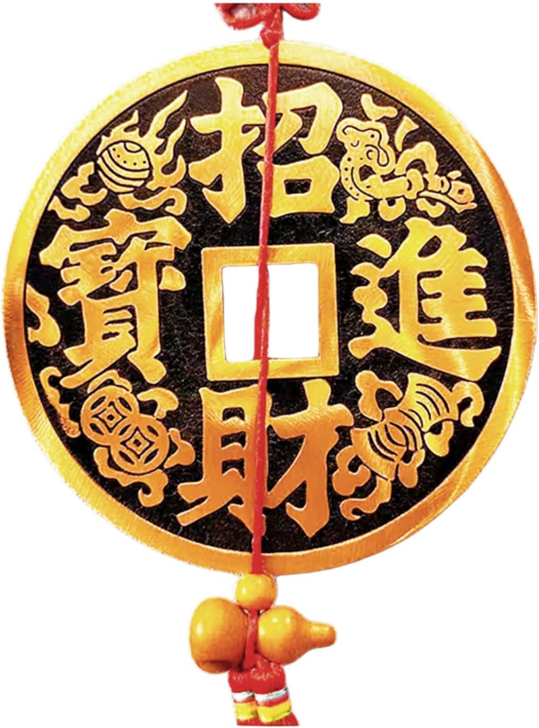 全铜招财进宝大铜钱摆件纯黄铜镇宅之宝大号摆件客厅玄关装饰 fengshui Chinese Tassel Ornaments-1626