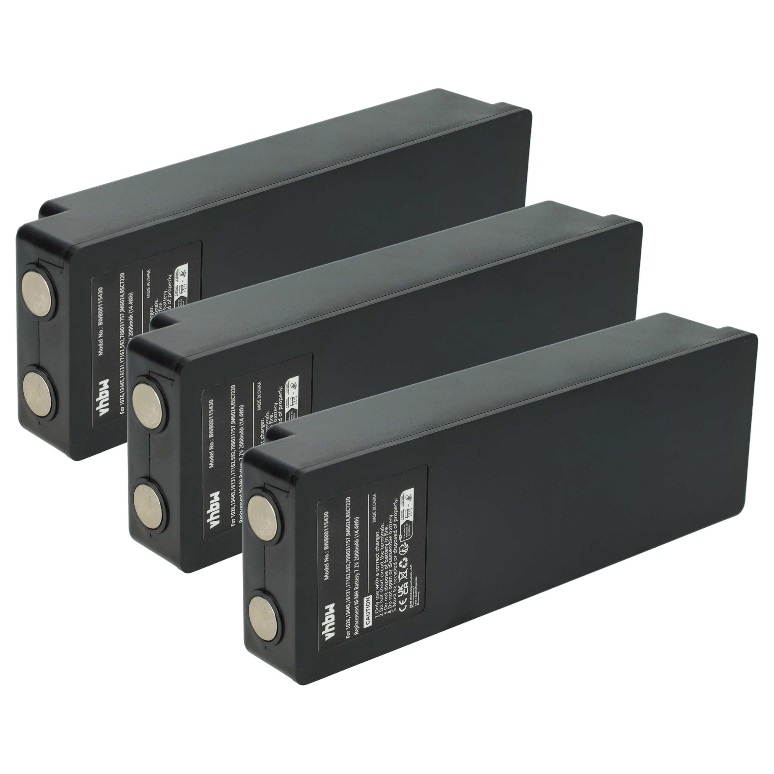 vhbw 3X batería Compatible con Palfinger EEA2512, 960, 790, 590, RC400 Mando a Distancia Industrial (2000 mAh, 7,2 V, NiMH) - Negro