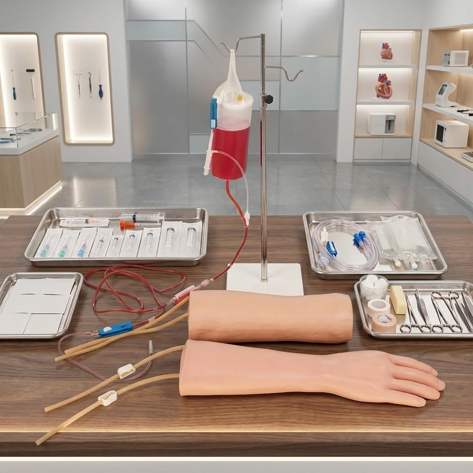 Modello di Addestramento per Fleboclisi Mano-Gomito, Kit Anatomia Umana con Valigetta Trasformabile in Banco, Regali Studente Medicina, Modello Anatomico Corpo Umano