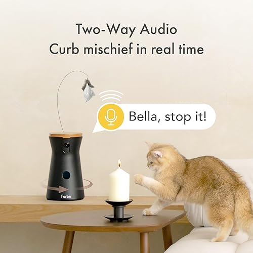 Miniatura 4 de Furbo Cámara para gatos de 360 cámara de seguridad para el hogar con alertas de maullido, cámara giratoria para mascotas con aplicación de teléfono,