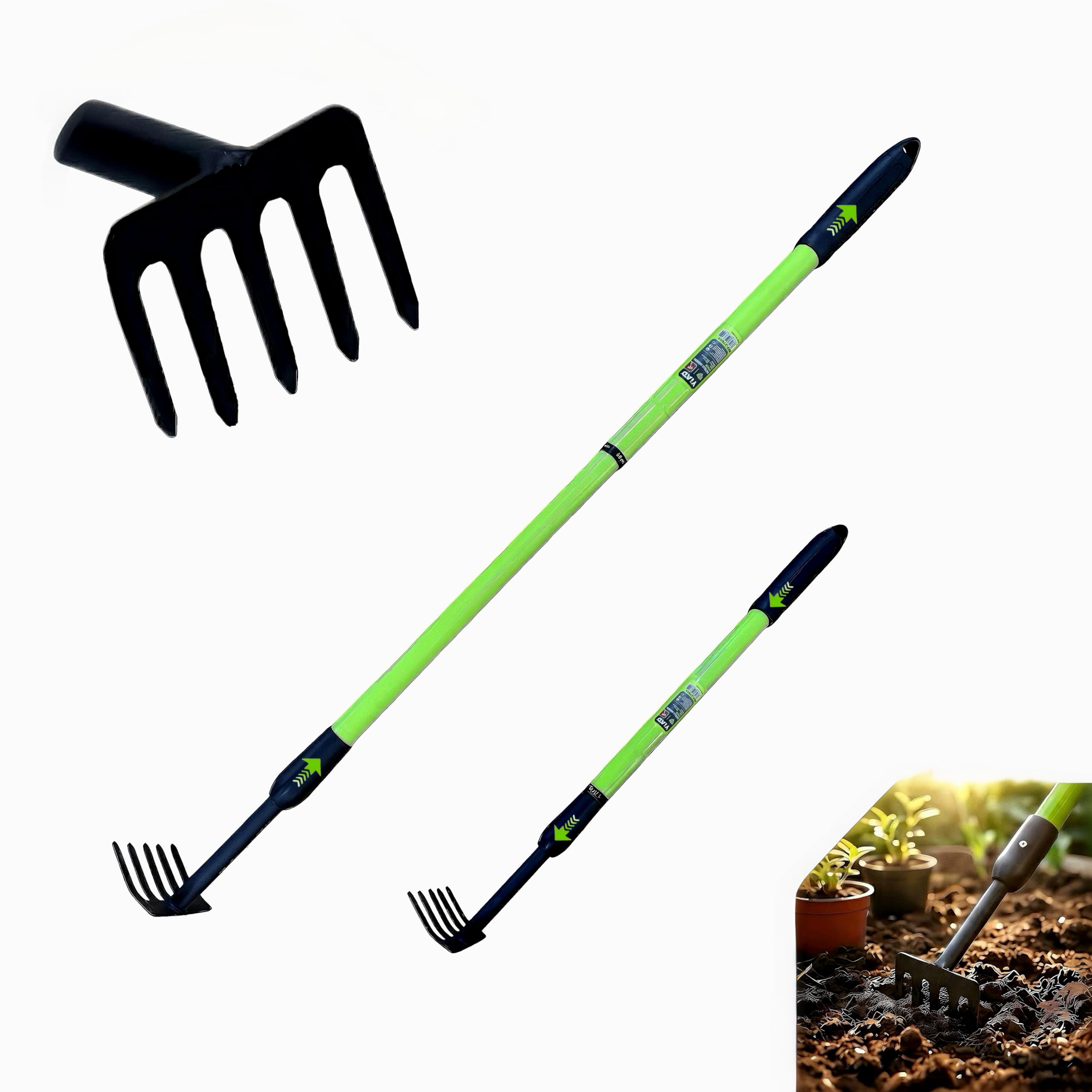 Grabie ogrodowe, małe grabie do ogrodnictwa z teleskopowym uchwytem, mini metalowe grabie ręczne do ciasnych przestrzeni, rabaty kwiatowe na podwórko, przyjazne dla osób starszych, ergonomiczne grabie