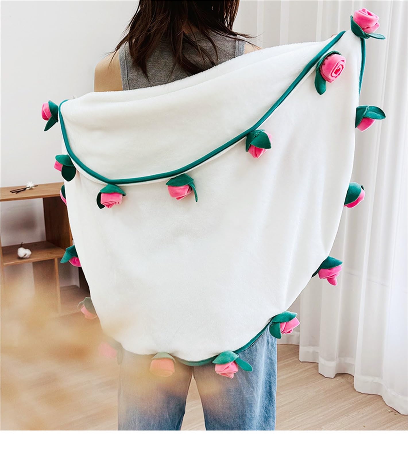 Amazon｜完成した花のバラの花束ブランケット、バラのブランケット