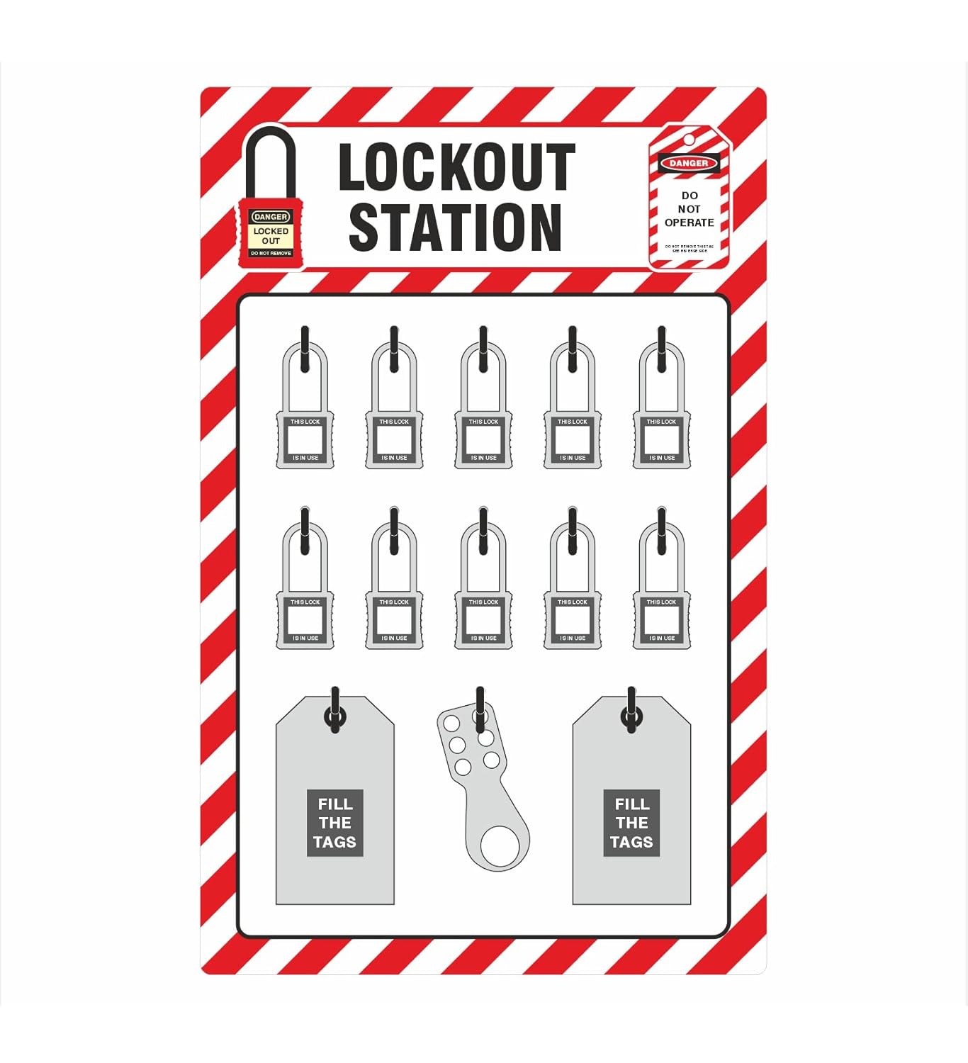 Zing Green Products Lockout Shadow Board, 15" Wide
