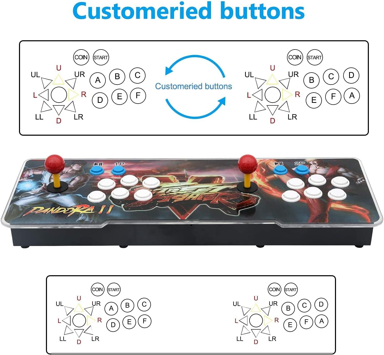 30000 Games in 1 Arcade Game Console ,Pandora Treasure 3D Double Stick,30000 Classic Arcade Games,Search Game, Support 3D,Favorite List, 4 Players Online,1280X720 Full HD Video