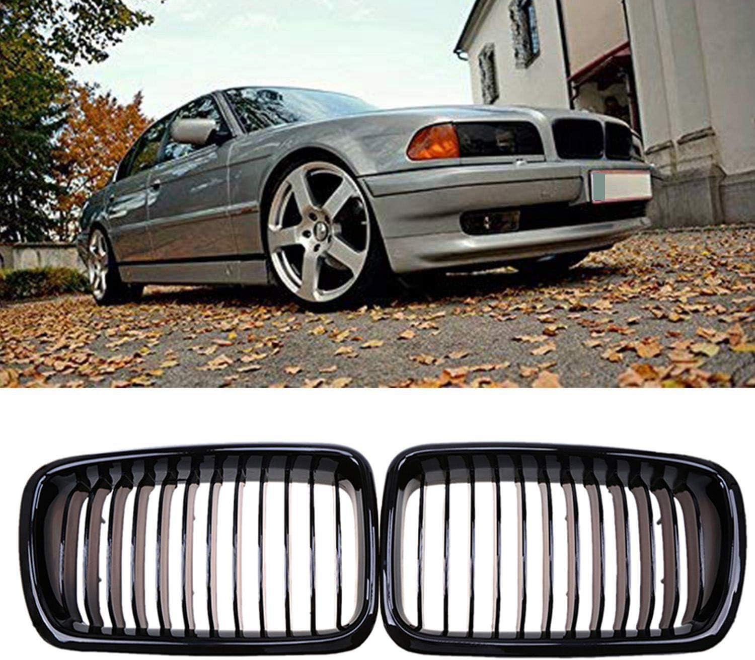 MVMTVT Glossy Black Kidney Grille for BMW E38 7 Series 1995-2001 3