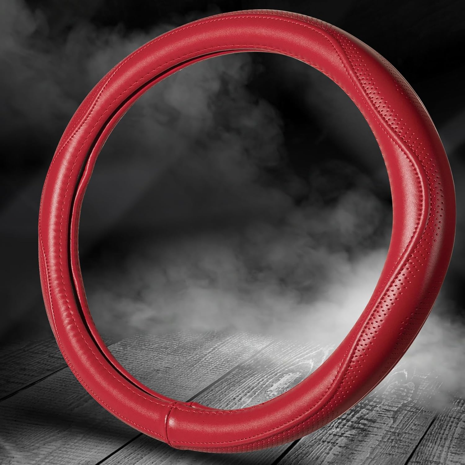 HAOKAY Top Grade Red Genuine Leather Steering Wheel Cover Women, Luxury Steering Wheel Cover for Cars, SUVS and Trucks，Universal 14.5-15 inch - Image 5