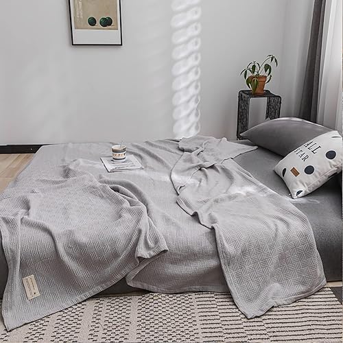 Miniatura 6 de Manta de punto de algodón para sofá, silla, cama, suave, delgada, acogedora, ligera, decoración del hogar, 60 x 40 pulgadas