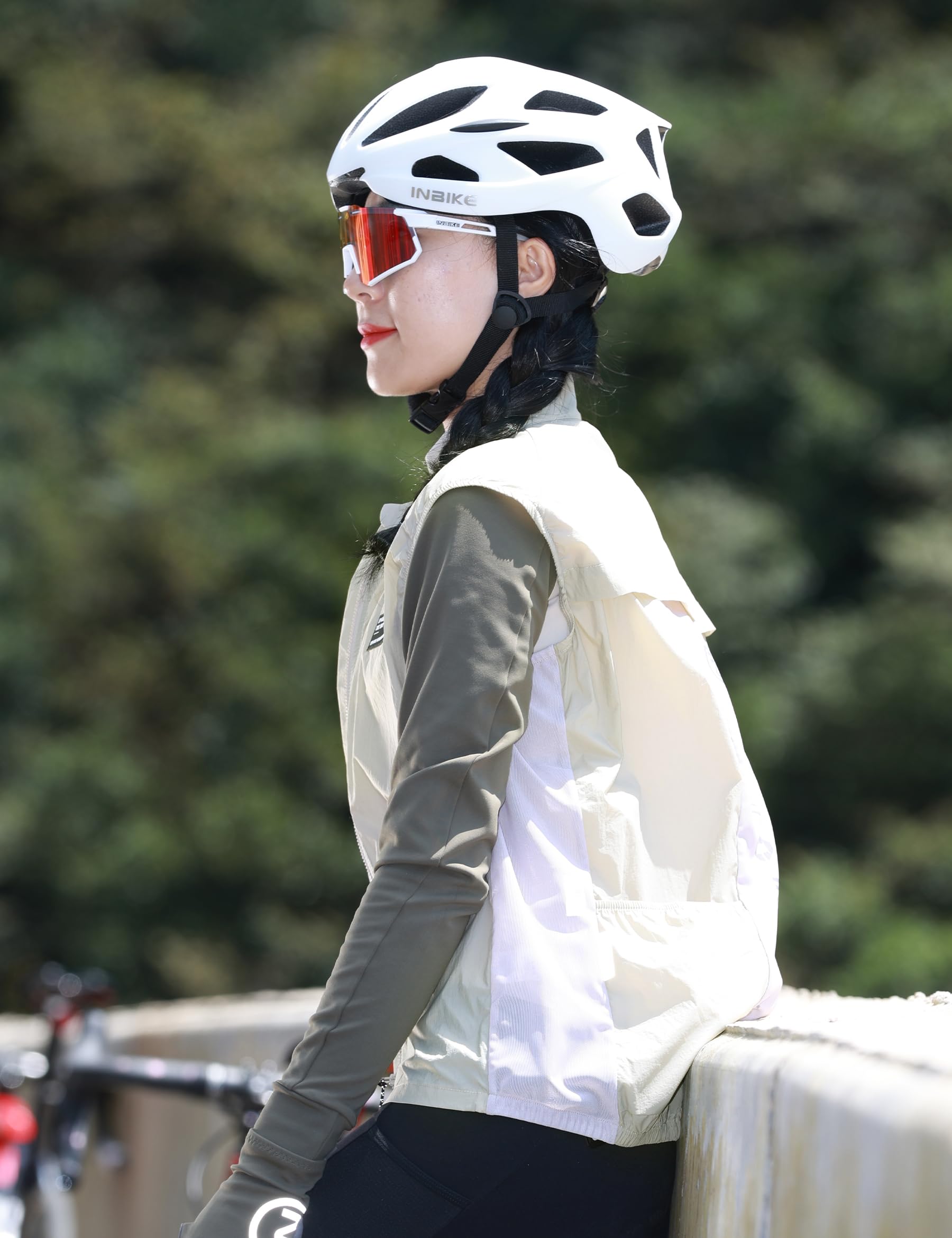 INBIKE Gilet Antivento Ciclismo Donna Gilet Running Traspirante Gilet Bici Sportivo Leggero Anti-UV Catarifrangente Per Corsa Trekking