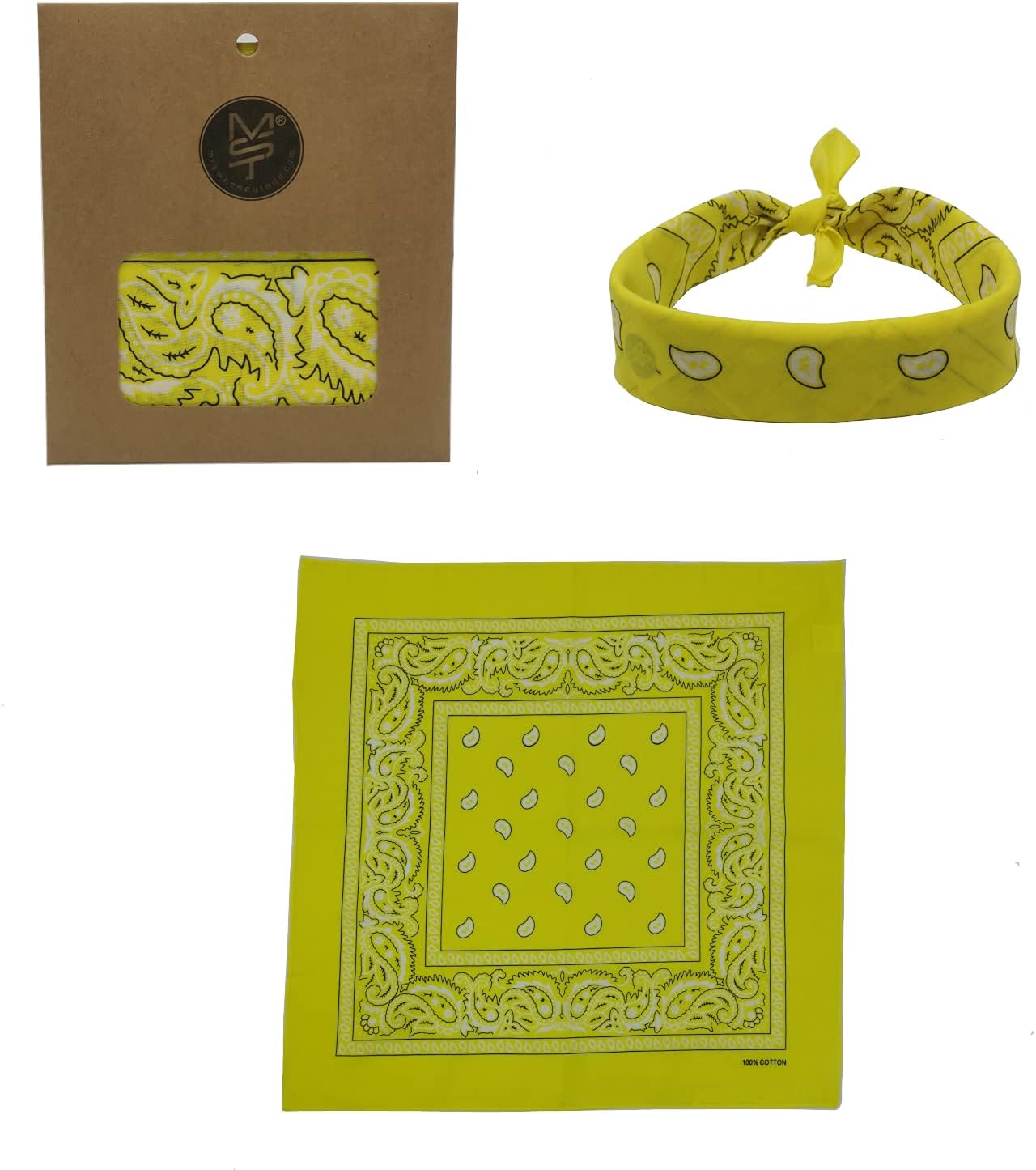 mrsweeneytodd.com MSTYellow MST Bandana | 100% Cotton | Cashew Flower Design