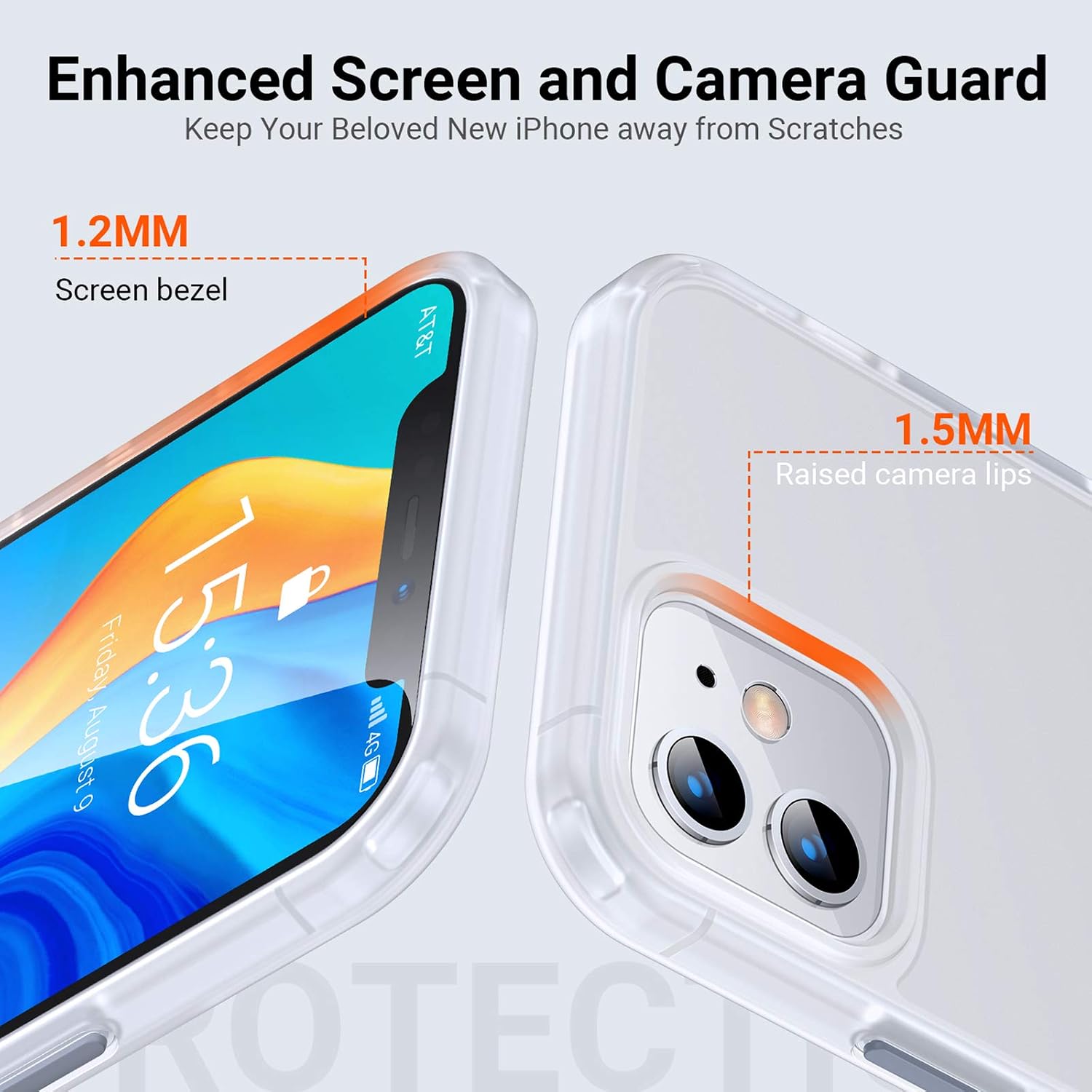 TORRAS Shockproof Compatible for iPhone 12 Case/Compatible for iPhone 12 Pro Case, [Military Grade Drop Tested] Translucent Matte Hard PC Back with Soft Silicone Edge Slim Protective Guardian, White