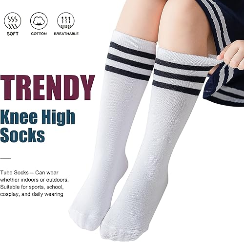 Miniatura 5 de UTTPLL Calcetines de algodón para niños pequeños, calcetines de béisbol hasta la rodilla, calcetines deportivos de fútbol para niños, calcetines de