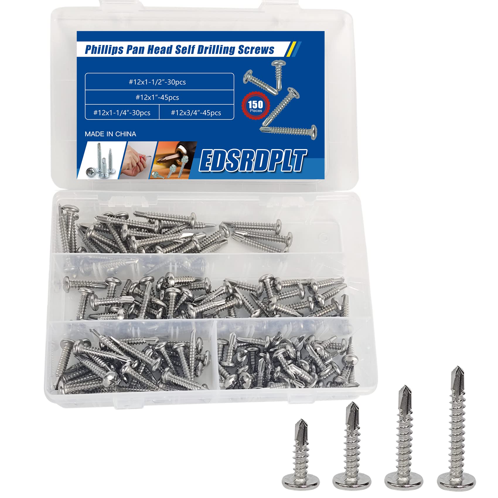 EDSRDPLT 12 Self Tapping Screws Pan Head Tapping Screws Assortment Kit