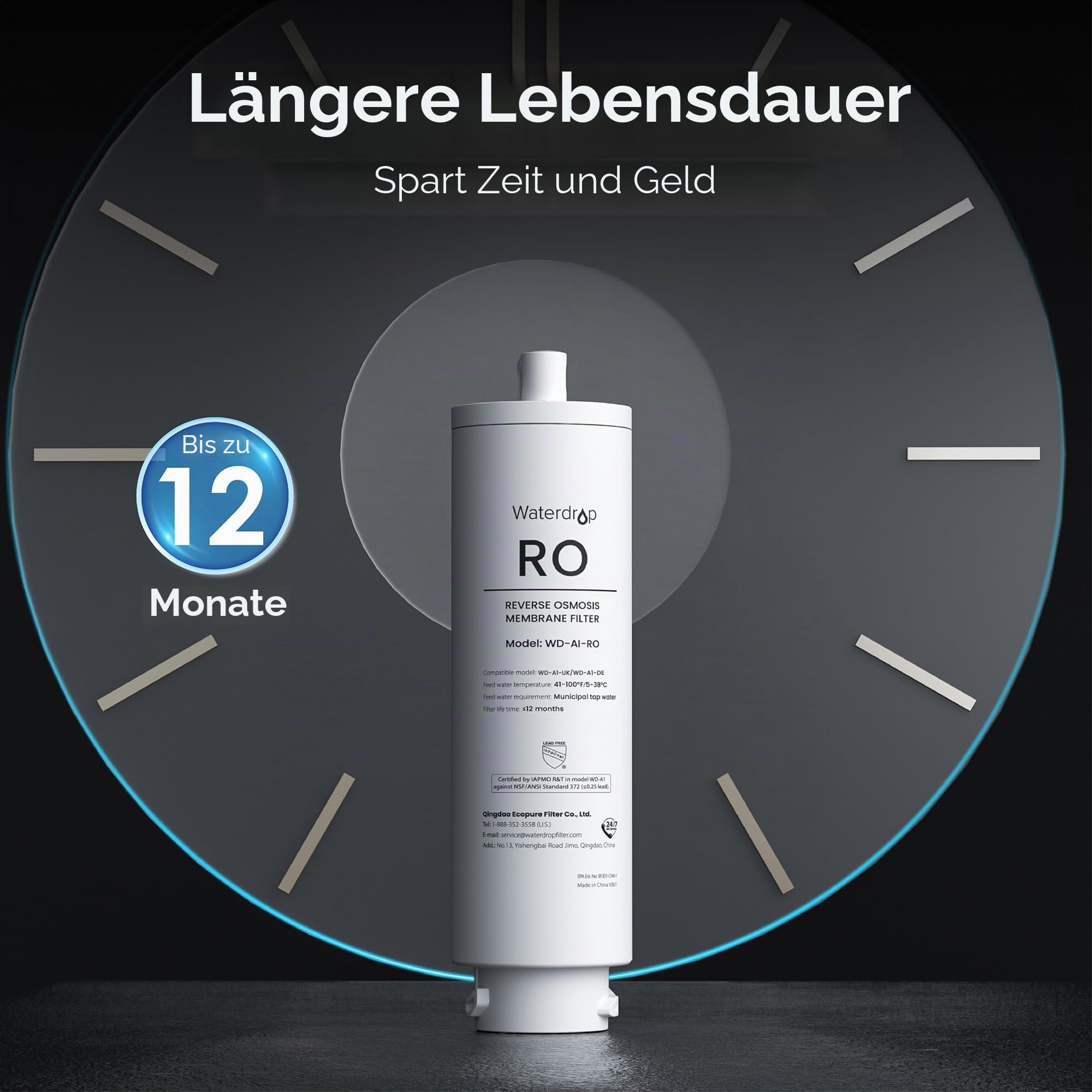 Waterdrop WD-A1-RO Filter, Ersatz für WD-A1 Umkehrosmose-Heiß-Kaltwasser-Spender, 12 Monate Lebensdauer