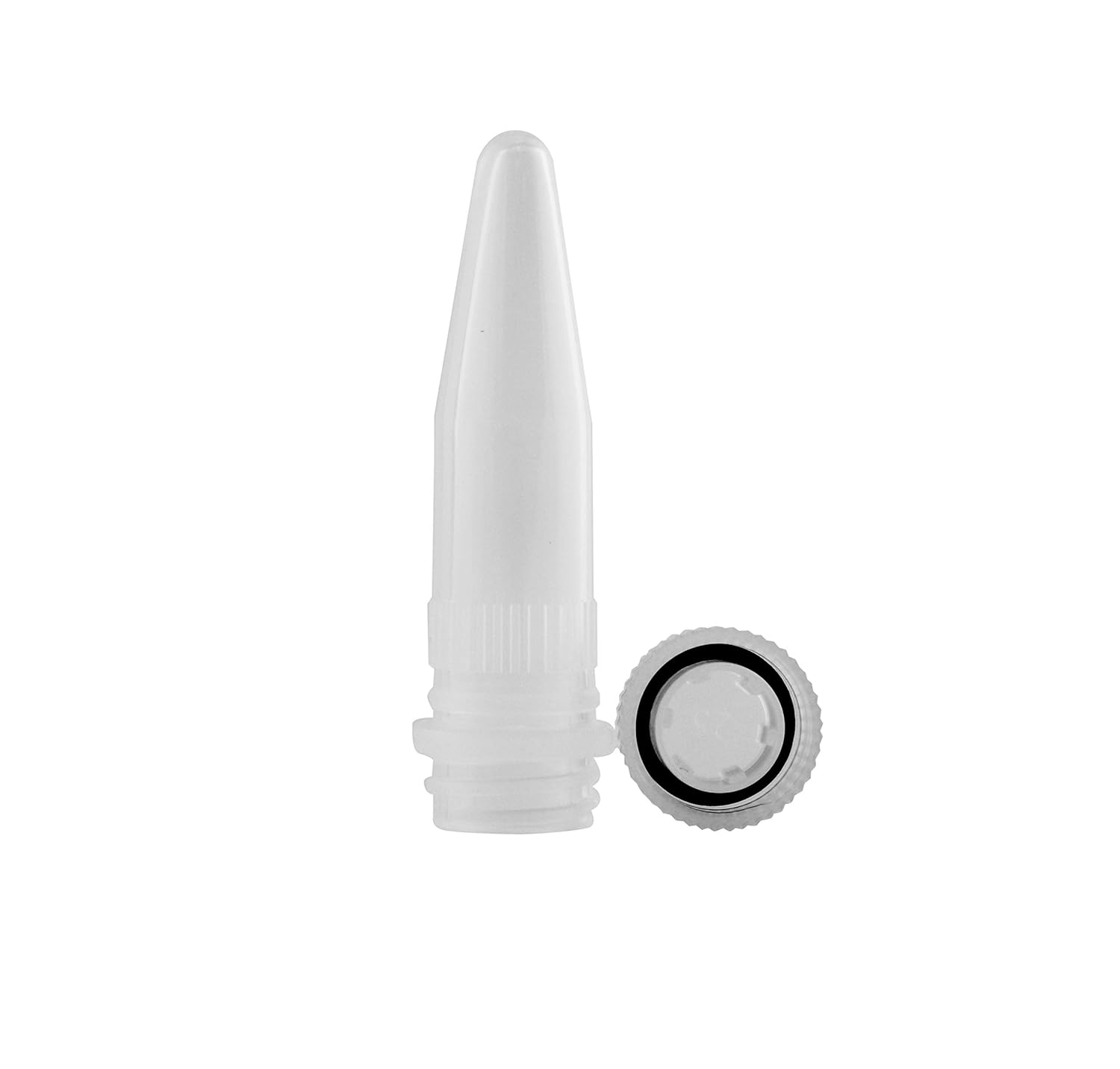 Micro-Centrifuge Tubes with Screw Caps, Ribbed, Conical Base, 1.5ml, 500 per Case