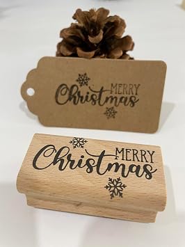 Merry Christmas Gift Stamp Holiday Stamp Wood Rubber Stamp