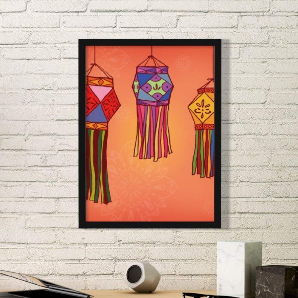 Illustration Lanterne Chinoise Cadre Photo en Bois Cadeau Original