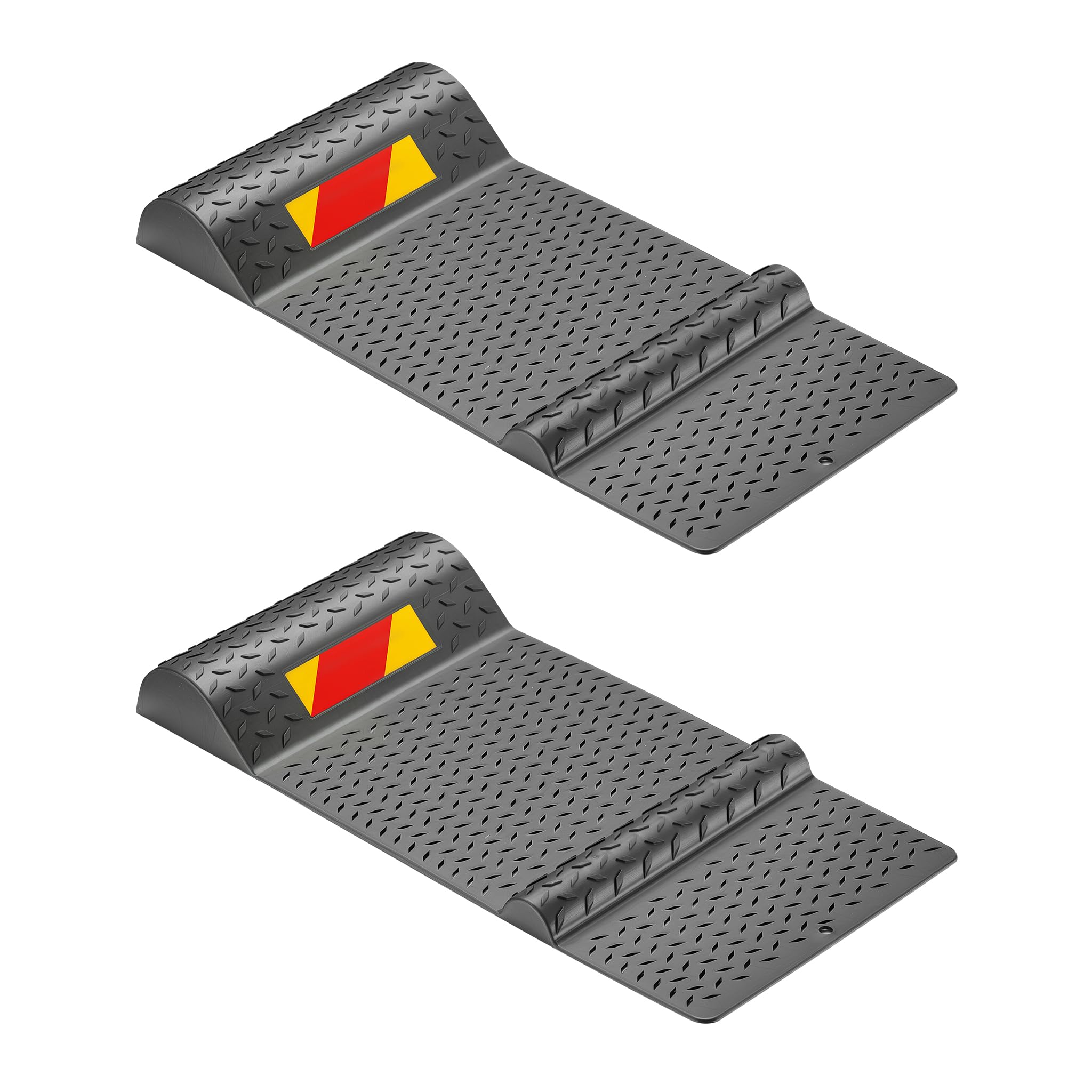 Wiltec 2x topes de aparcamiento 52,8x25x5,2cm autoadhesivos, placas indicadoras ayuda aparcamiento