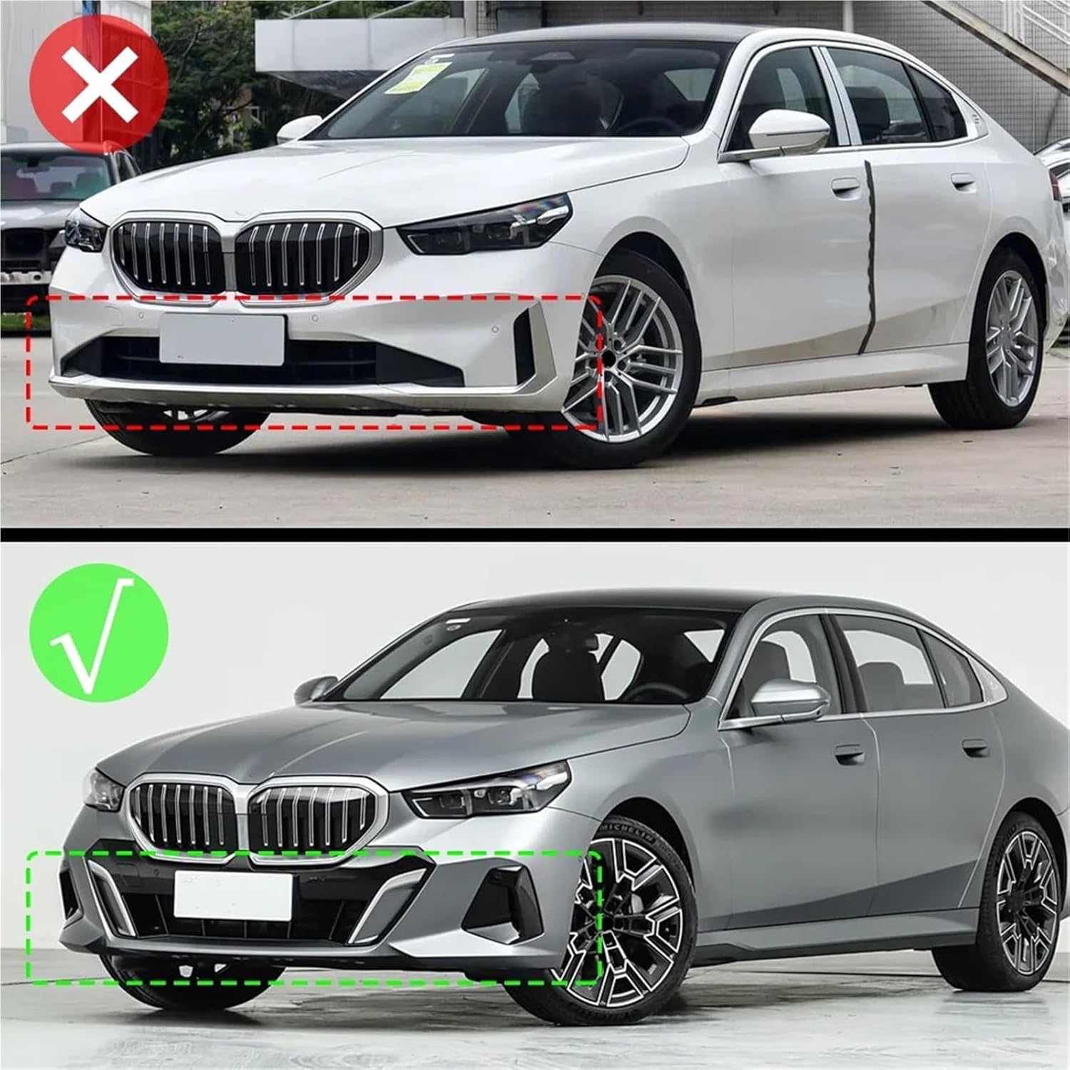 for BMW 5 Series G60 G61 520d 530e 550e I5 M60 M Sport 2024 2025 Car Front Bumper Lip Splitter Body Kit Bumper Lip Deflector Lip(Carbon Fiber Look)