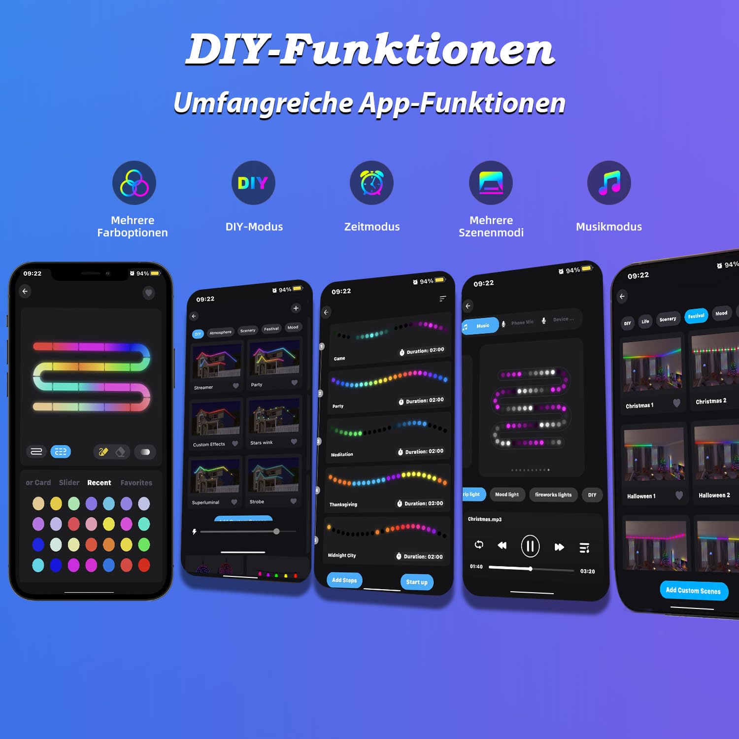 Lichaser 50m Outdoor RGB+IC LED Strip Wasserdicht Verfolgen IP67, DIY, Segmentieren von LED-Streifen mit BT App und 2.4G RF Fernbedienung für den Außenbereich