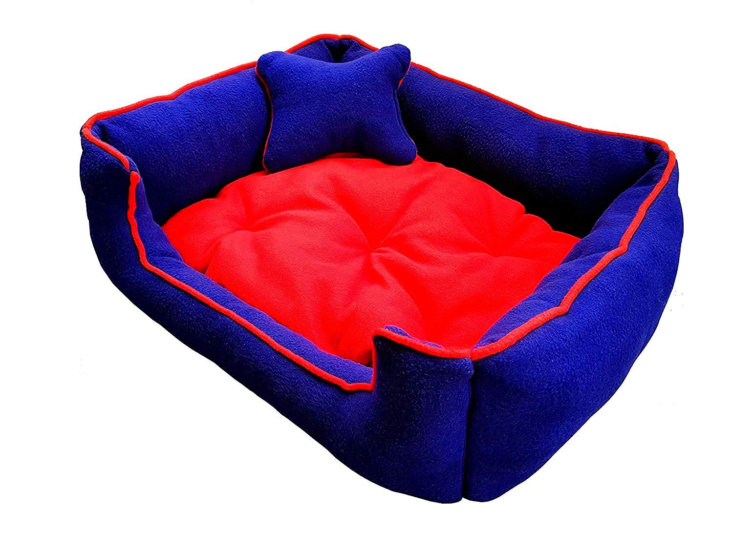 Gorgeous Reversable Blue,Red Square Shape Ultra Soft Ethnic Designer Bed for Dog/Cat (Export Quality) Size-Small (B091Q5JZ6G) Amazon Price History, Amazon Price Tracker