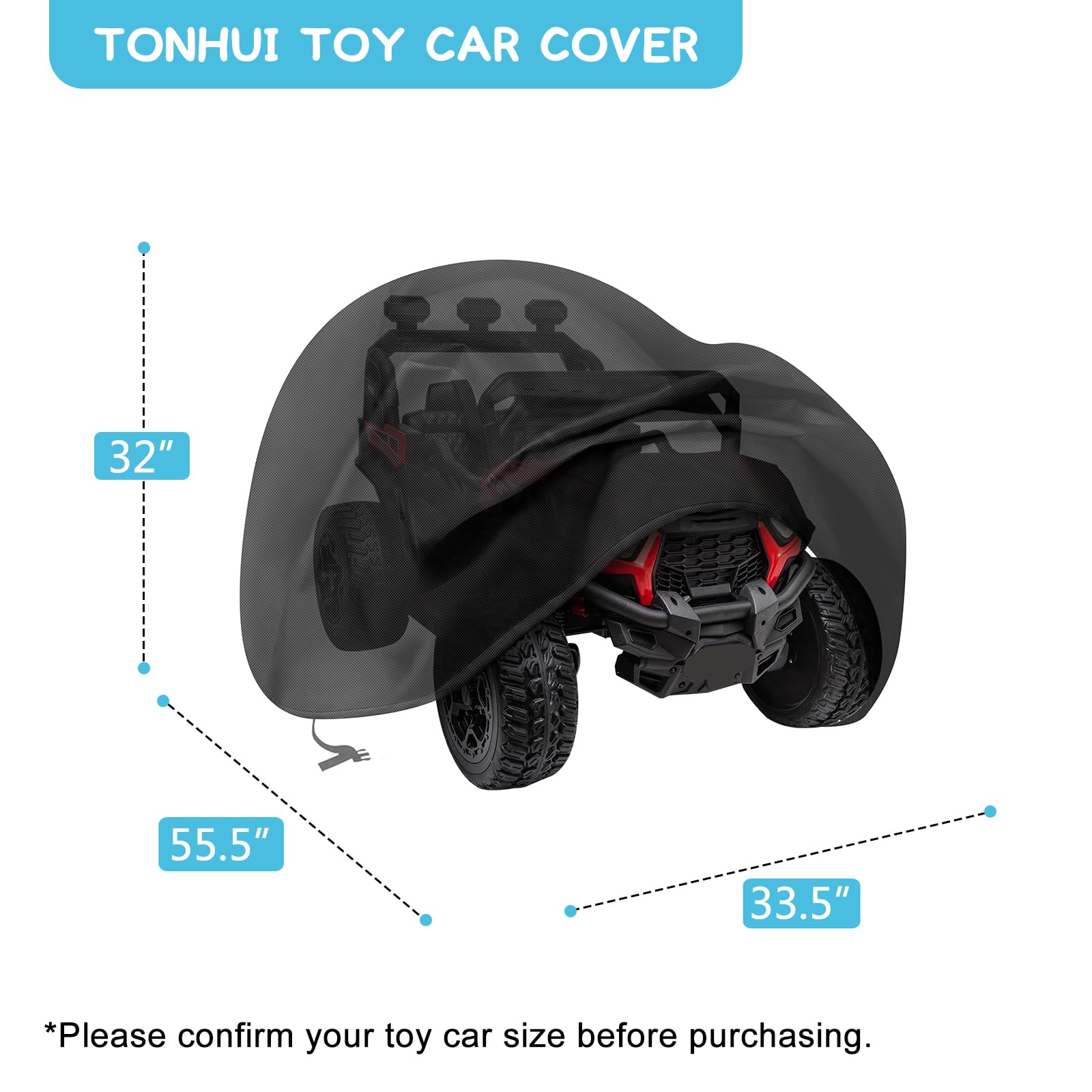 Cubierta Grande para Auto de Juguete para niños, 420D, Resistente al Agua, para Ruedas eléctricas, Cubierta Protectora al Aire Libre para Todo Tipo de Clima, Ajuste Universal