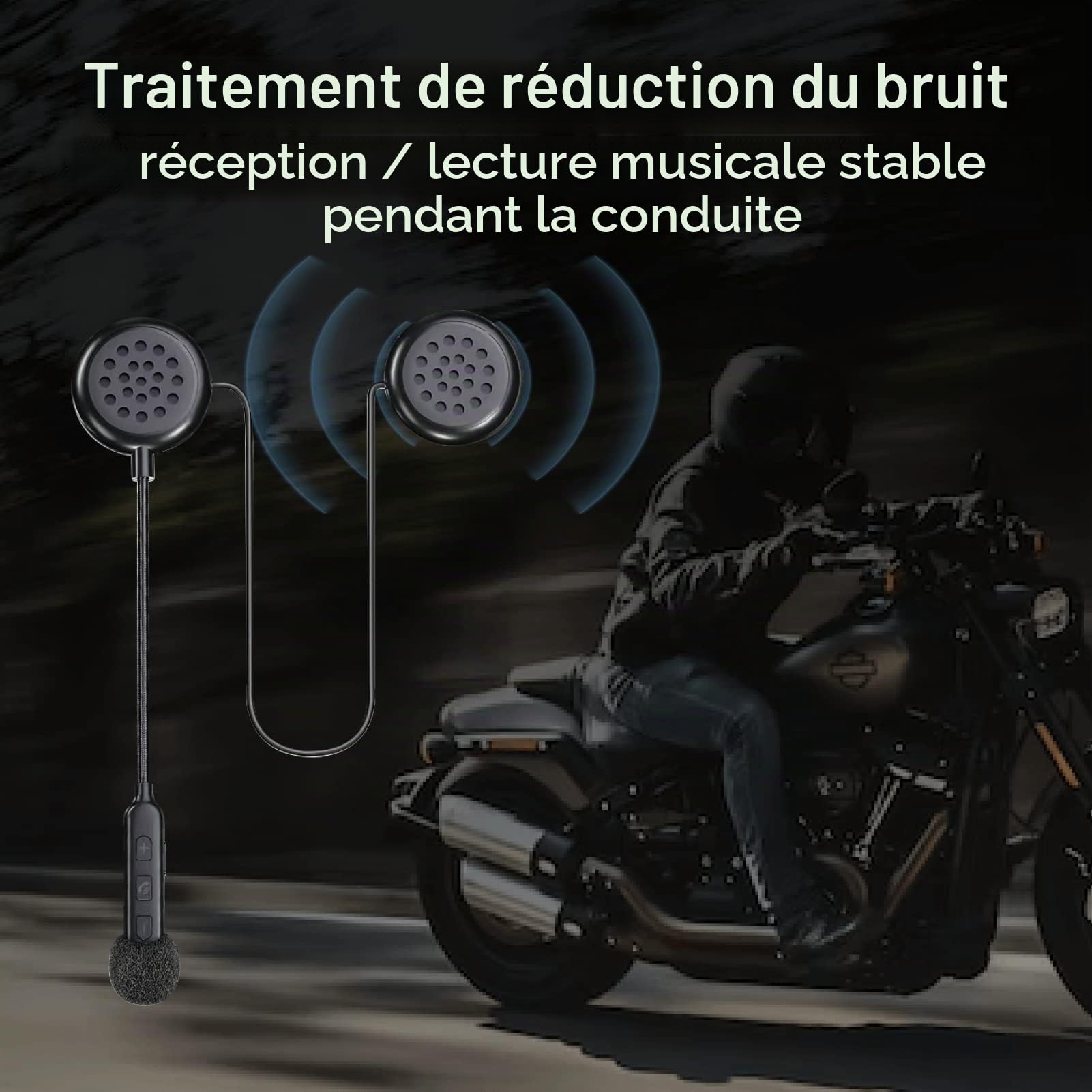 Casque de moto Bluetooth 5.0 - Réponse automatique - 80 heures - Haute qualité sonore - Ultra fin - Pour le cyclisme, le ski, le cyclisme