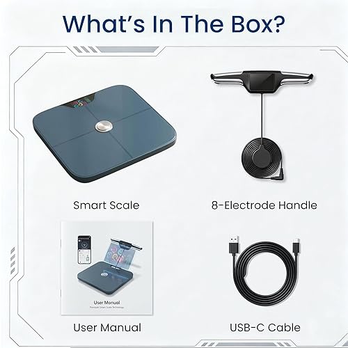 Miniatura 7 de Báscula digital inteligente de peso corporal de alta calidad, 8 electrodos, más de 56 métricas, recargable, WiFi y Bluetooth, análisis de cuerpo