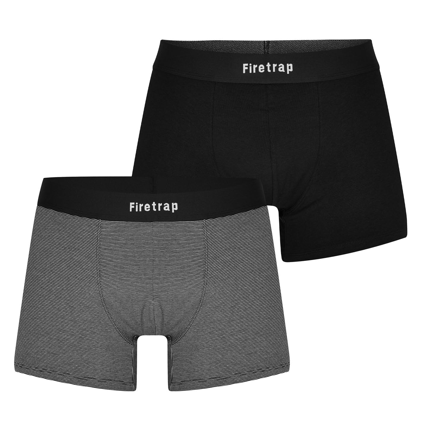 Firetrap Men's Black/Stripe 2 Pack Trunks Small