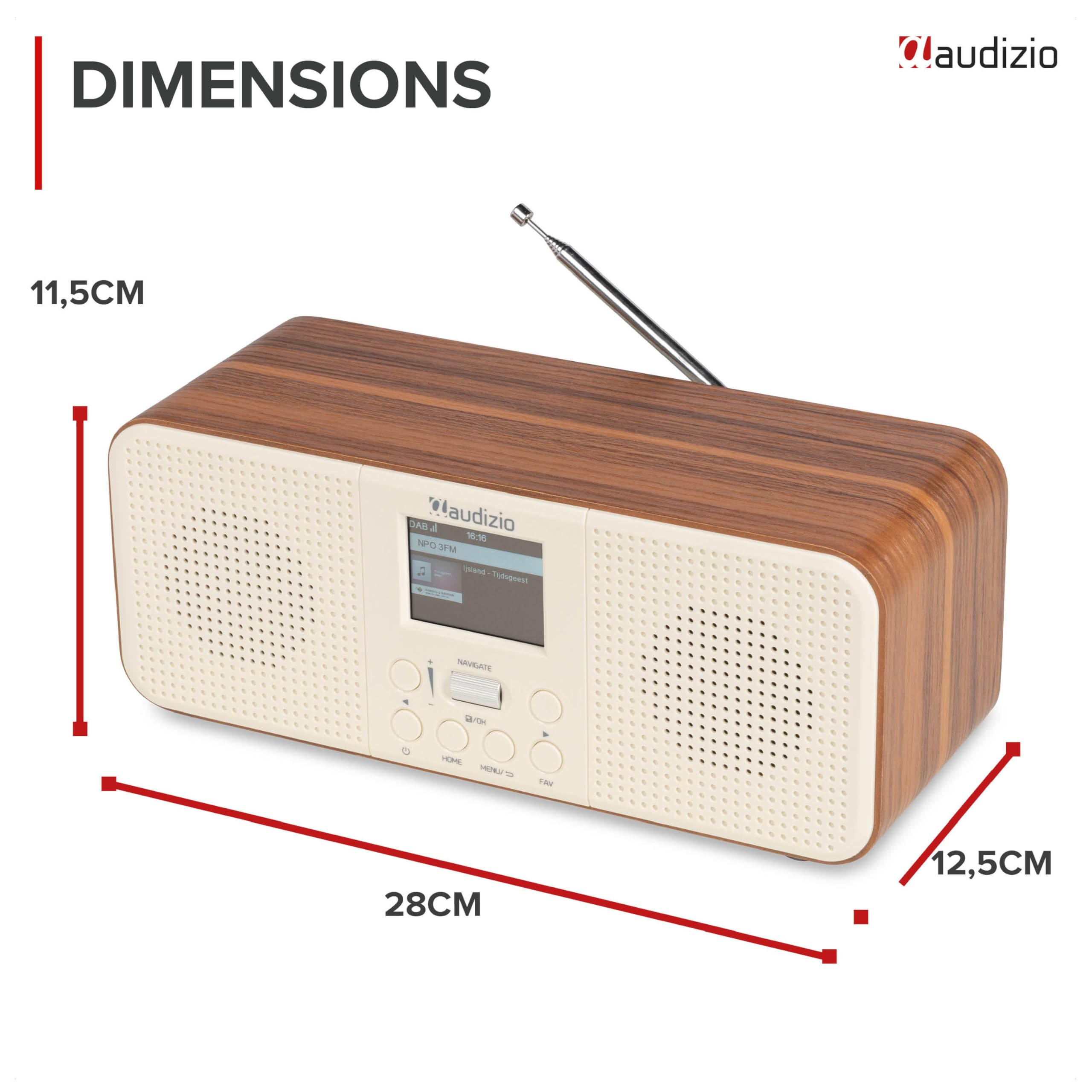 Audizio Bucine Radio Internet WiFi Dab+ FM BT 40W, Radio Numérique Stéréo avec Écran Couleur, Télécommande, Alarme Et Minuterie, Design Crème Élégant Maison
