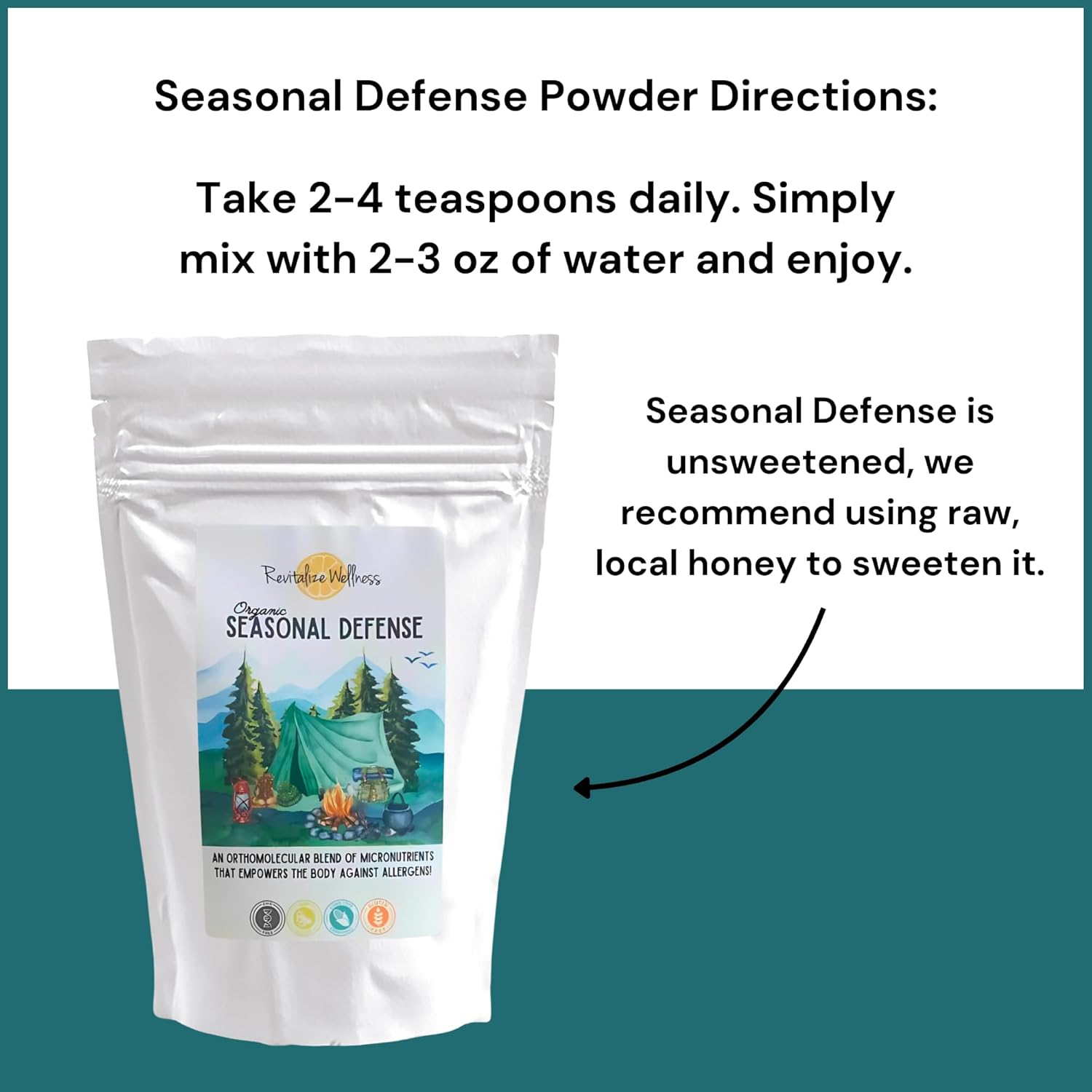 Organic Seasonal Defense Powder Formerly Allergy Defense | Bromelain, Vitamin B3, Vitamin C, Quercetin, and NAC | No Sugar Added | Fruit Punch Flavor | 30 Servings