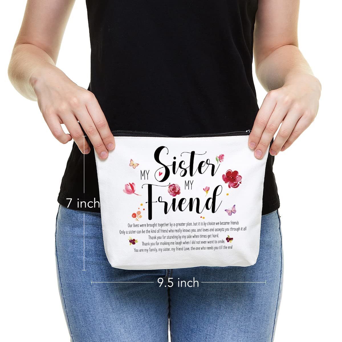 Fokongna Funny Gifts from Sisters, Sister Birthday Makeup Bag Gifts, Soul Sister Thanks Gifts Travel Makeup Bags Zipper Pouch Great Gifts for Women,Travel Toiletry Bag Accessories Organizer Gifts