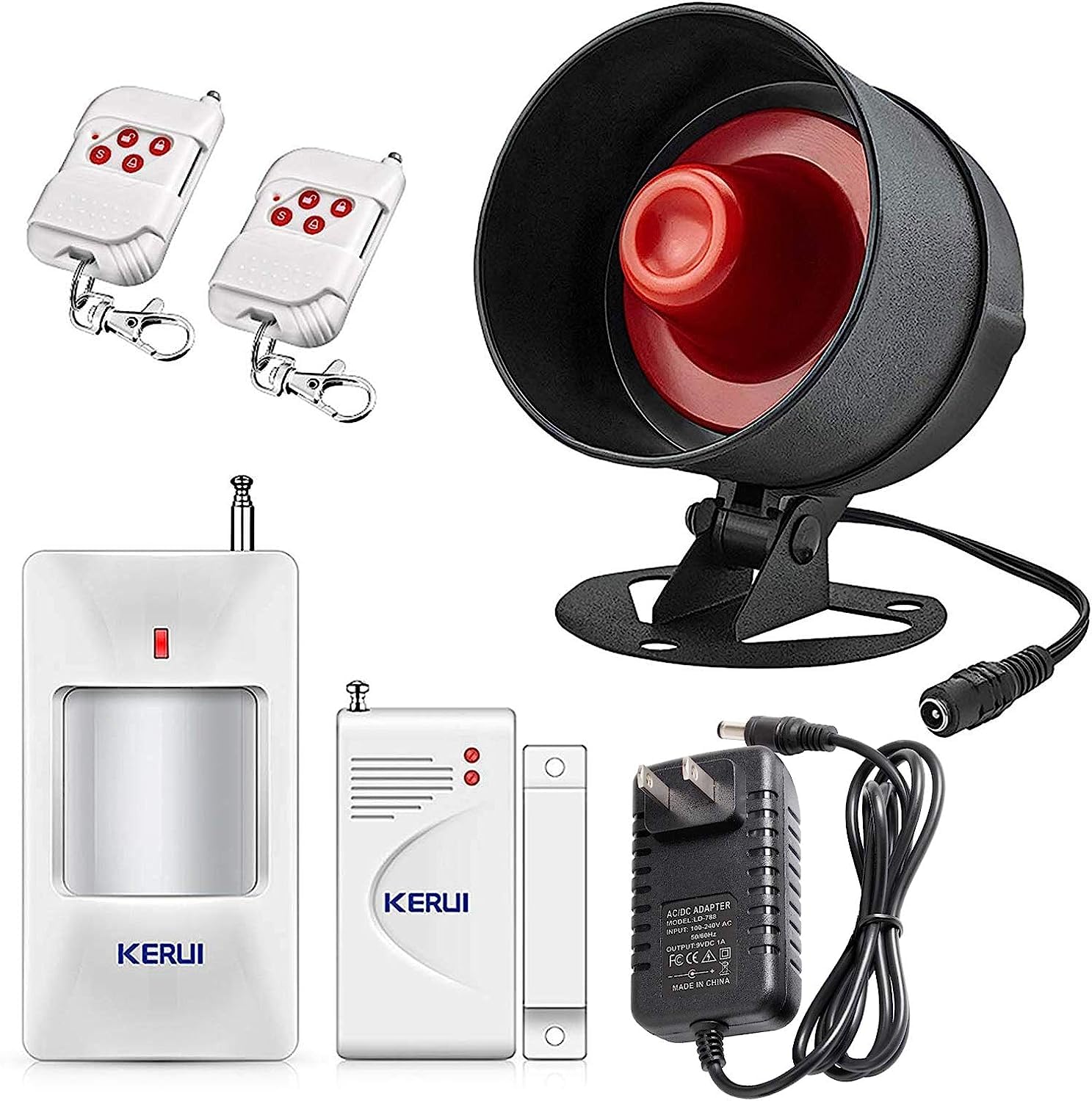 Alarmsysteem huis 115 dB sirene, bewegingsmelder, deur-/raamsensor en afstandsbediening in 9-delige set