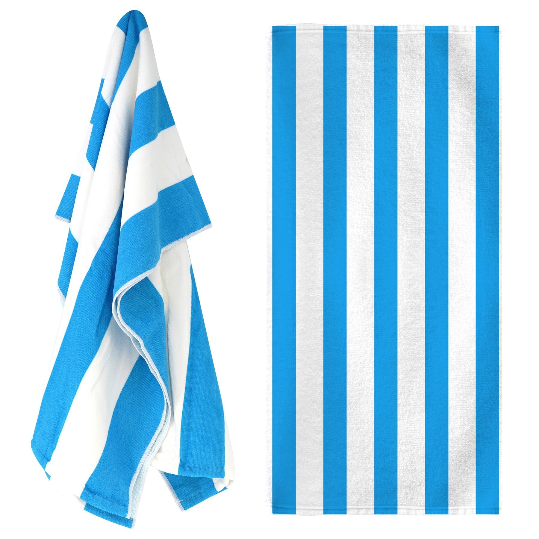 GEEZY Microfibre Beach Towel, Blue Striped - Quick Drying, Lightweight, Sand-Free, Large & Durable, Summer Design - Beach Essentials for Travel, Holiday, Swimming, Sauna, Adults & Kids, 70x140cm