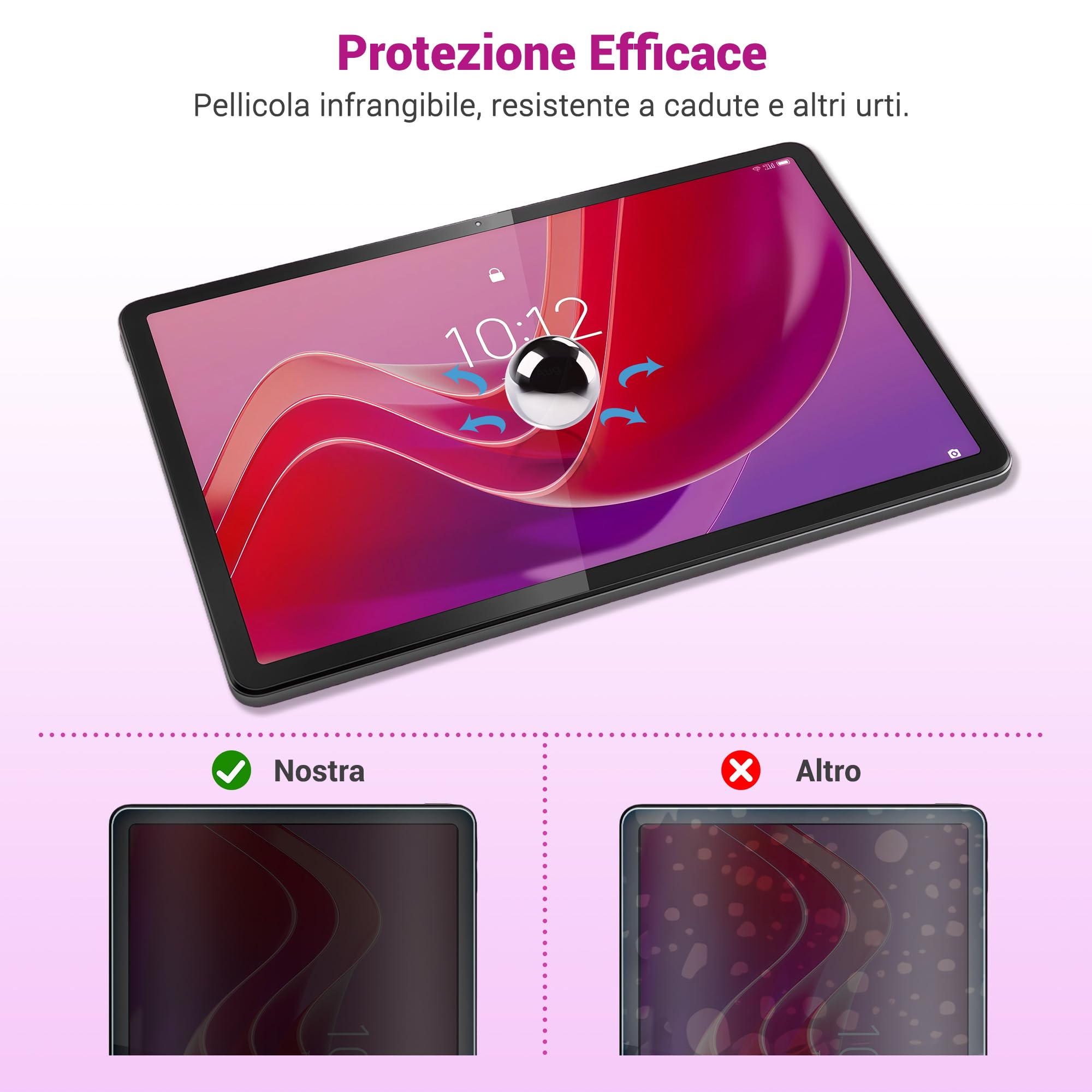 Xahpower 2 Pezzi Pellicola Protettiva per Lenovo Idea Tab 11 Pollici 2025/ Tab M11 11 Pollici 2024/ Tab K11 e K11e 11" 2024, Durezza 9H, Anti Graffio, Protezioni Schermo in Vetro Temperato - 5