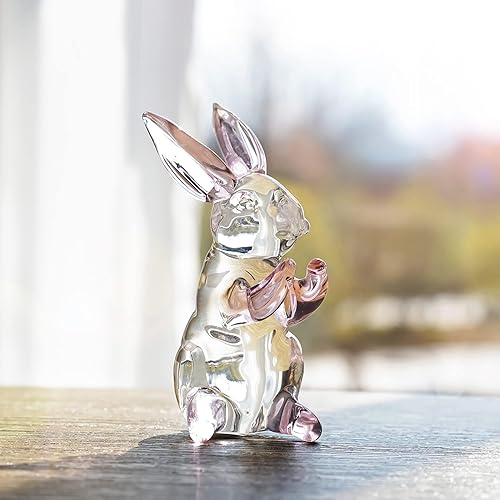 Miniatura 5 de HDCRYSTALGIFTS Figura de conejo de cristal de 3.5 pulgadas, coleccionables, decoración de conejito de Pascua, arte de cristal, pisapapeles, Pascua,