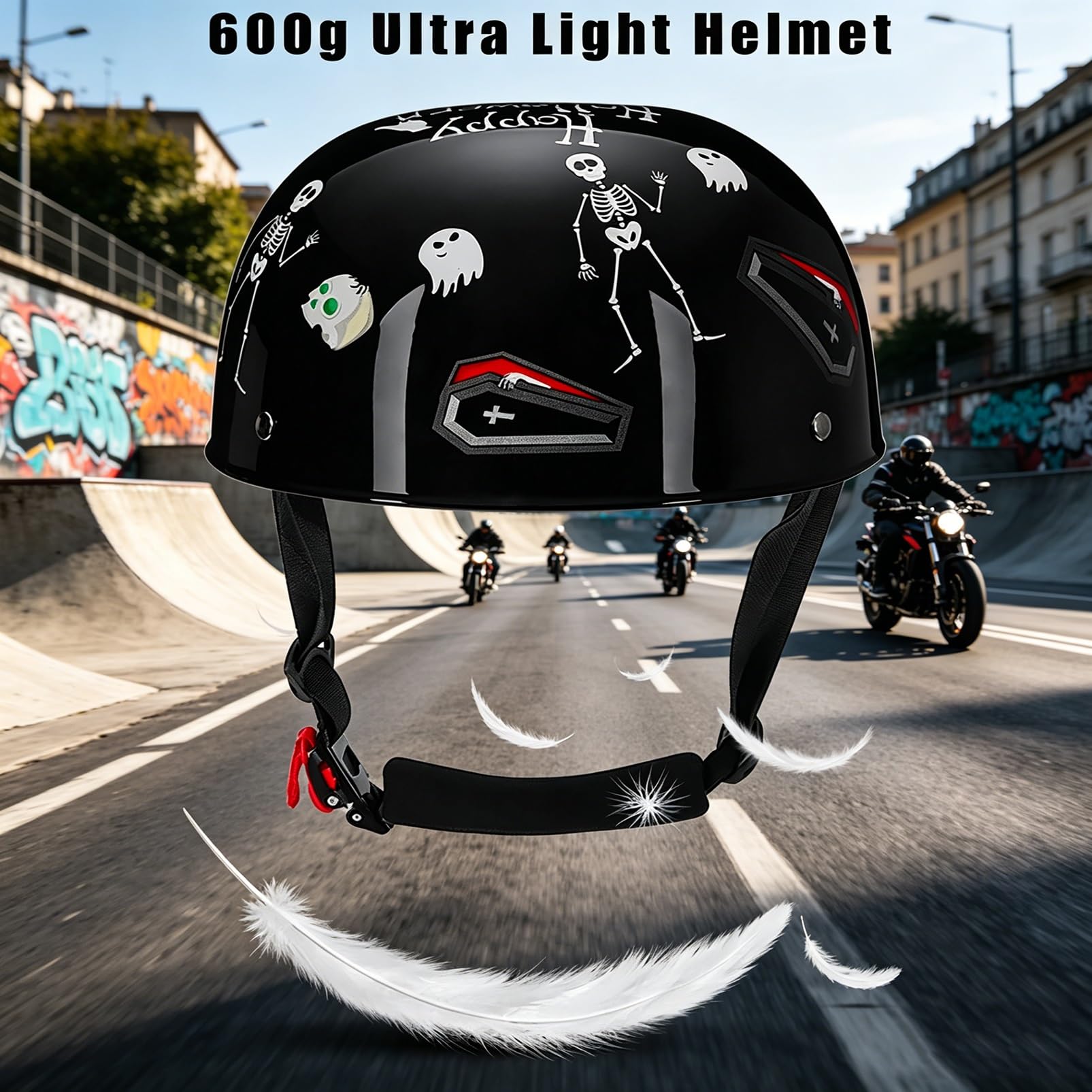 Casco Moto Jet Homologado ECE R22.06, Estilo Gorra de Béisbol Media Carcasa con Gafas de Sol, Dot Legal para Carretera para Scooter Moped Cruiser, Máscara Incluida