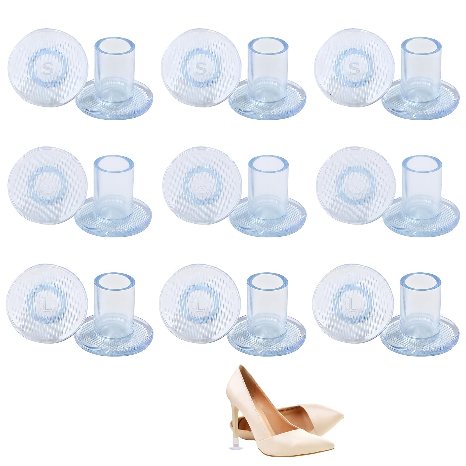 - High Heel Protectors,9 Pairs Clear Heel Stoppers for Grass,Heel Replacement Tips for Wedding Mates Bridesmaid,Heel Caps,Heel Protectors for High Heels