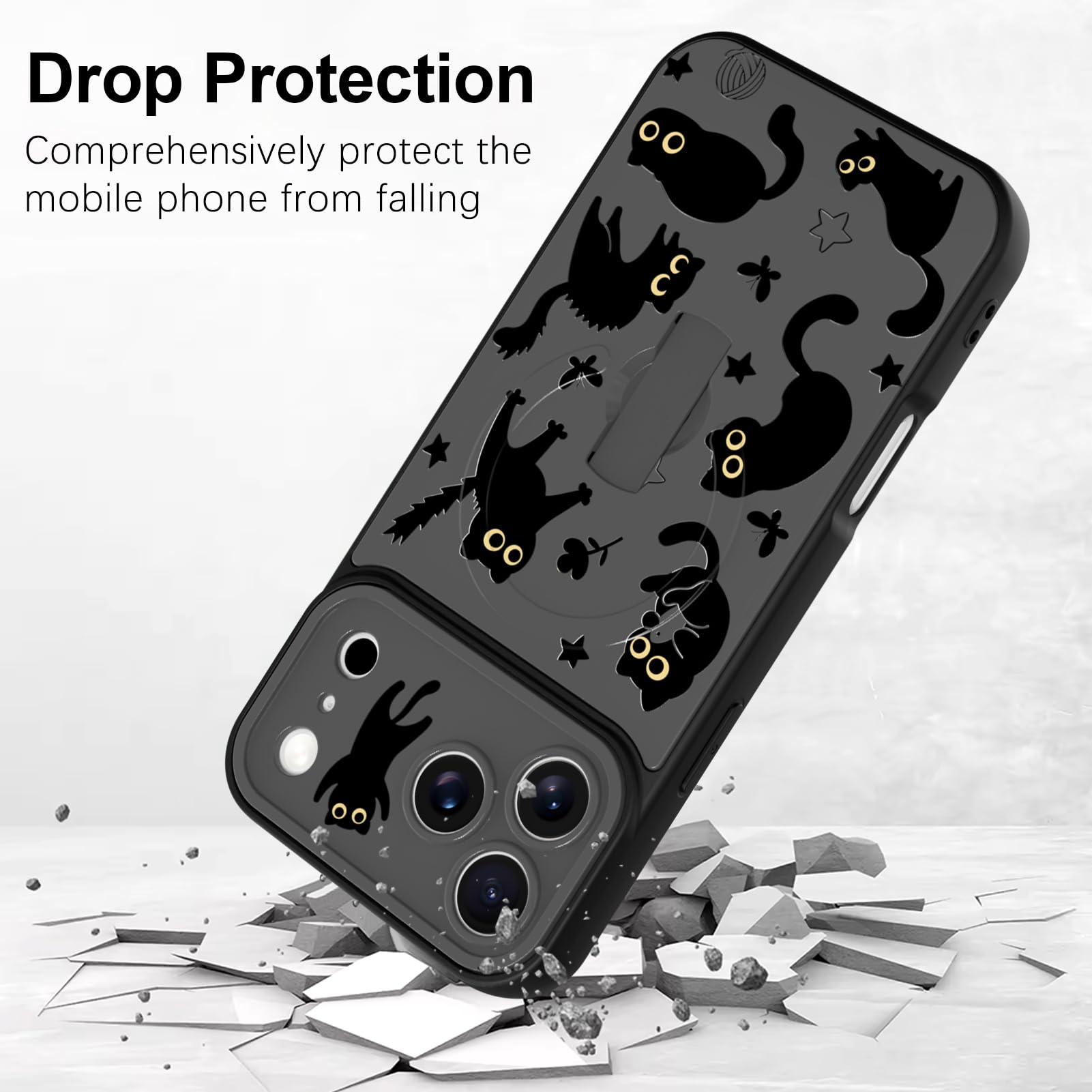 Fiyart Custodia magnetica per iPhone FA Pro Max con cinturino da dito a