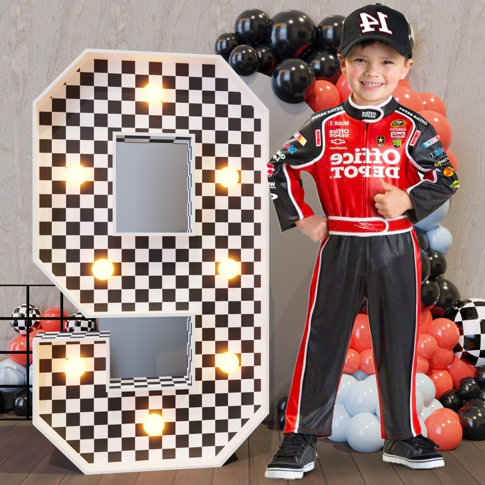 Imprsv Race Car Birthday Party Decorations, 3ft Light Up Marquee Number 9