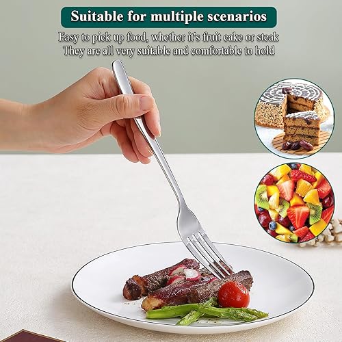 Miniatura 6 de Kyraton Tenedor de cena de 12 piezas, tenedores de 8 pulgadas, cubiertos de mesa, juego de 12