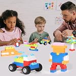 1000 Briques de construction de pièces, bâtiment classique bloc en vrac pour les enfants avec 12pcs Accessoires de roues, fenêtres, portes, 2 Packs Studs Plaque collante, Compatible avec toutes les grandes marques, Gfits pour enfants