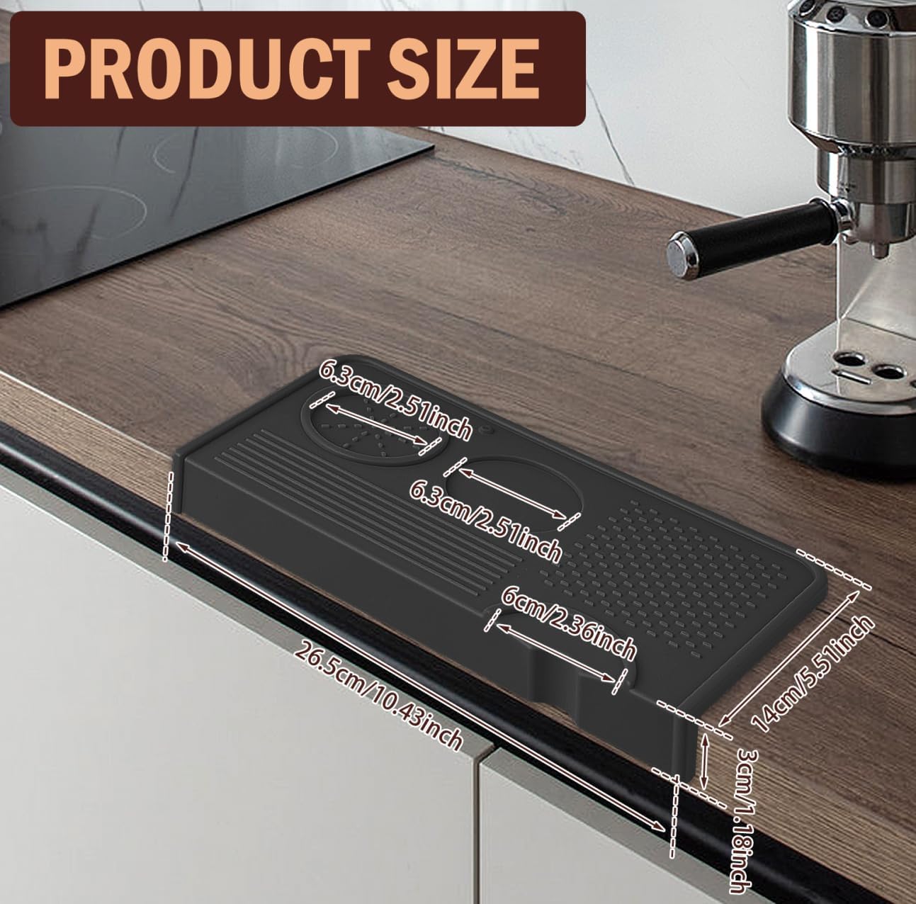 Espresso Tamping Mat Coffee Tamper Mat Food Grade Silicone Tamping Station for Counter Convenient Coffee Tamper Organizer Station for Home Studio Shop Use Espresso Machine Acceessories(Black)