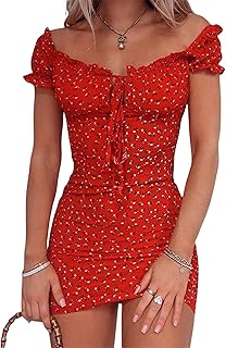 Women 's Off Shoulder Bodycon Dress Sexy Ruffle Short...