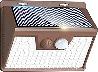 Vista 21 de Peasur Luces solares impermeables para exteriores, paquete de 4 140 luces LED con sensor de movimiento, 3 modos de luces de seguridad alimentadas