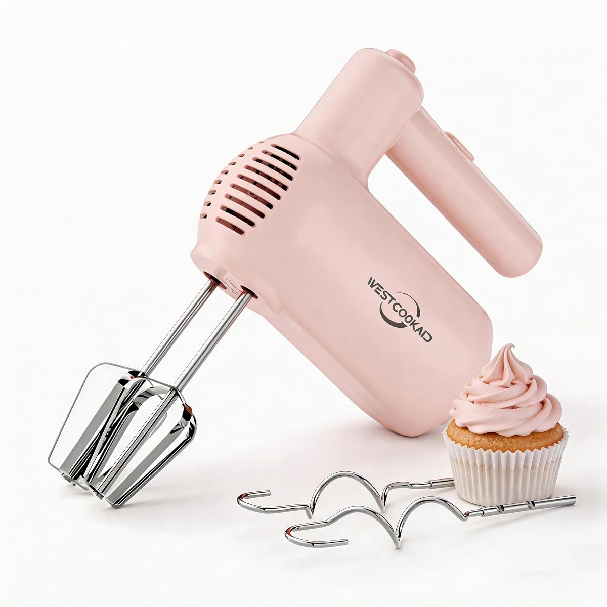 Electric Hand Mixer 5-Speed 150W Turbo Boost Kitchen Mixer Pink | Handheld Mixer for Whipping Cakes, Eggs and Cream with Power Turbo Boost, Gift for Women and Mother for Everyday Home Baking