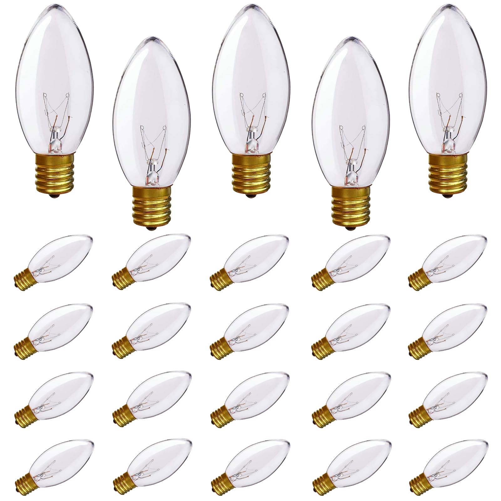 AUMAYCO 25-Pack C9 Christmas Light Bulbs - Multicolor 7W E17 Base Replacement Bulbs For Outdoor & Indoor String Lights