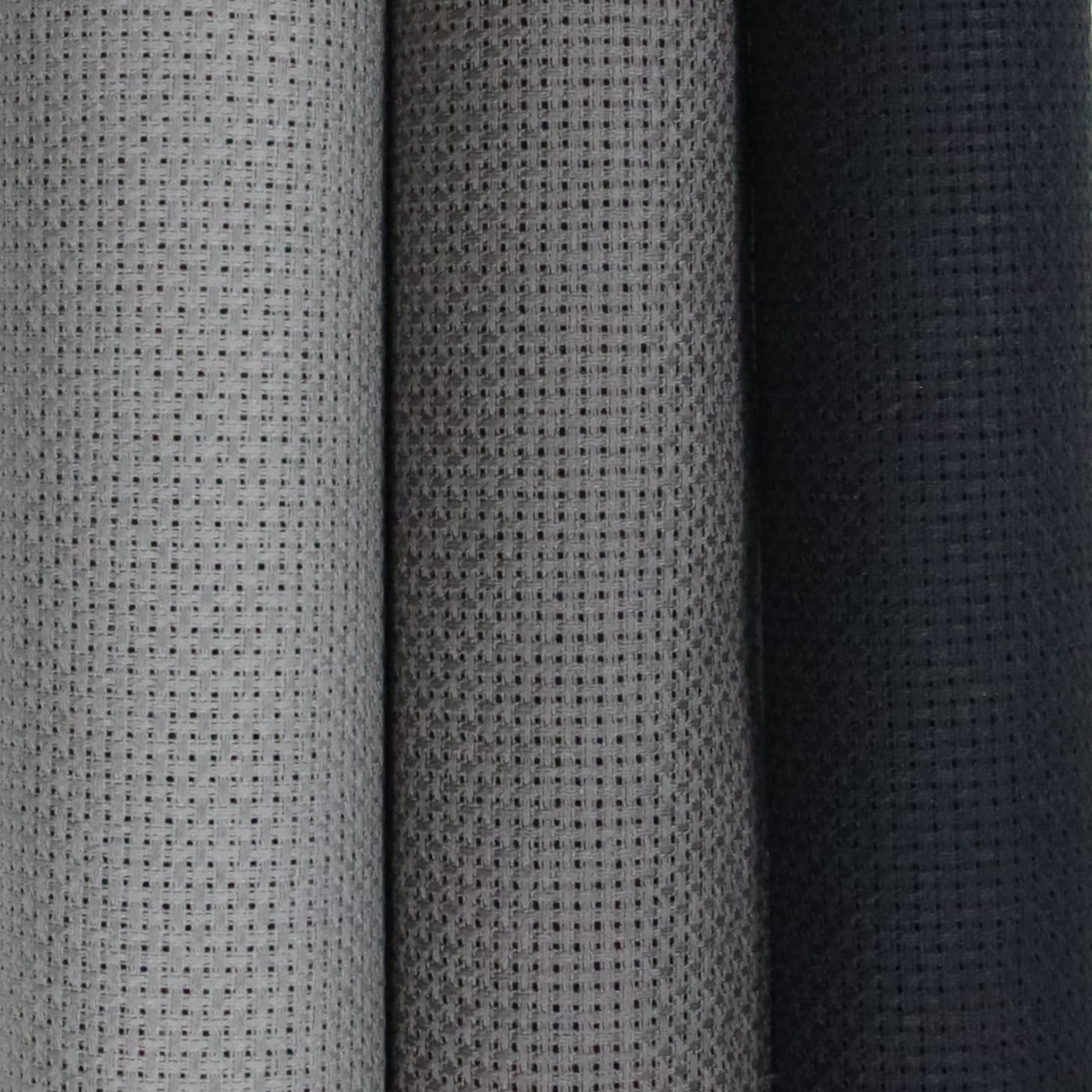 KCS 3 pc of 15" x 18"(38cmx45cm) 16 Count Cross Stitch Cotton Aida Cloth Needlework Rolled Fabric Box,16CT,Medium Grey+Dark Grey+Black