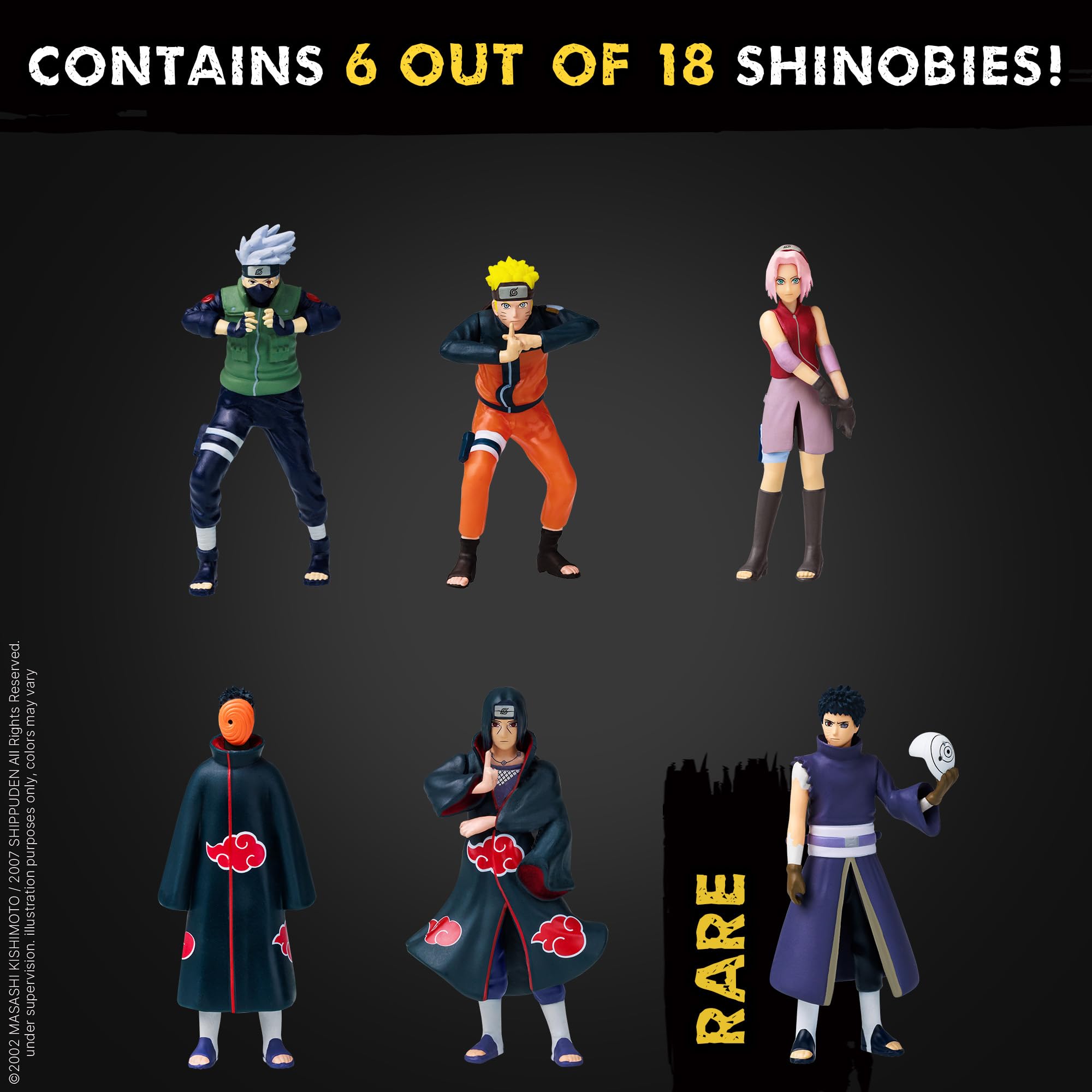 P.M.I. Naruto Shippuden Collectible Mini Figures 6 Pack Deluxe Box