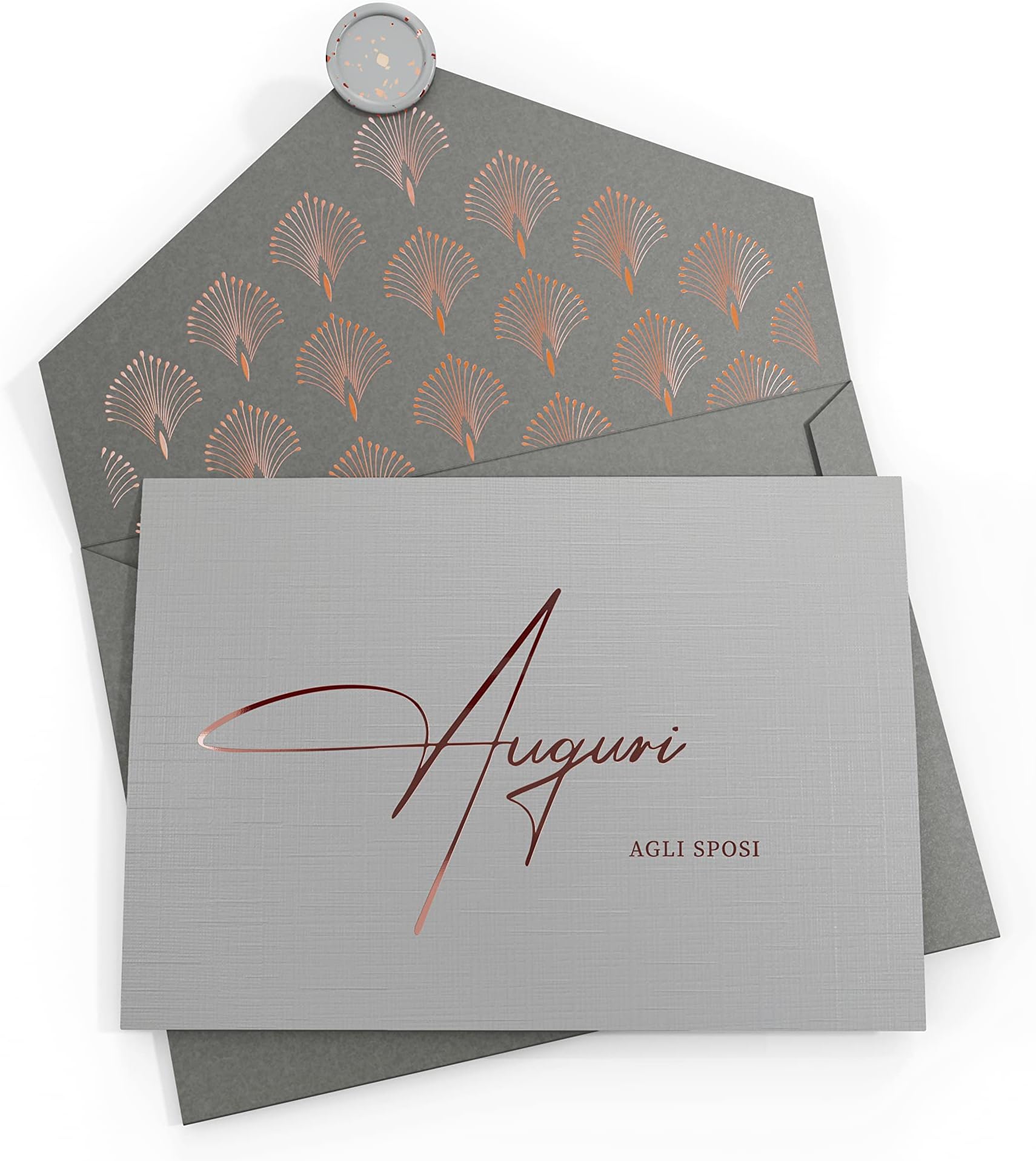 Biglietto Grazie Mille Con Sigillo Ceralacca - Carta Premium, Design Elegante, Con Busta