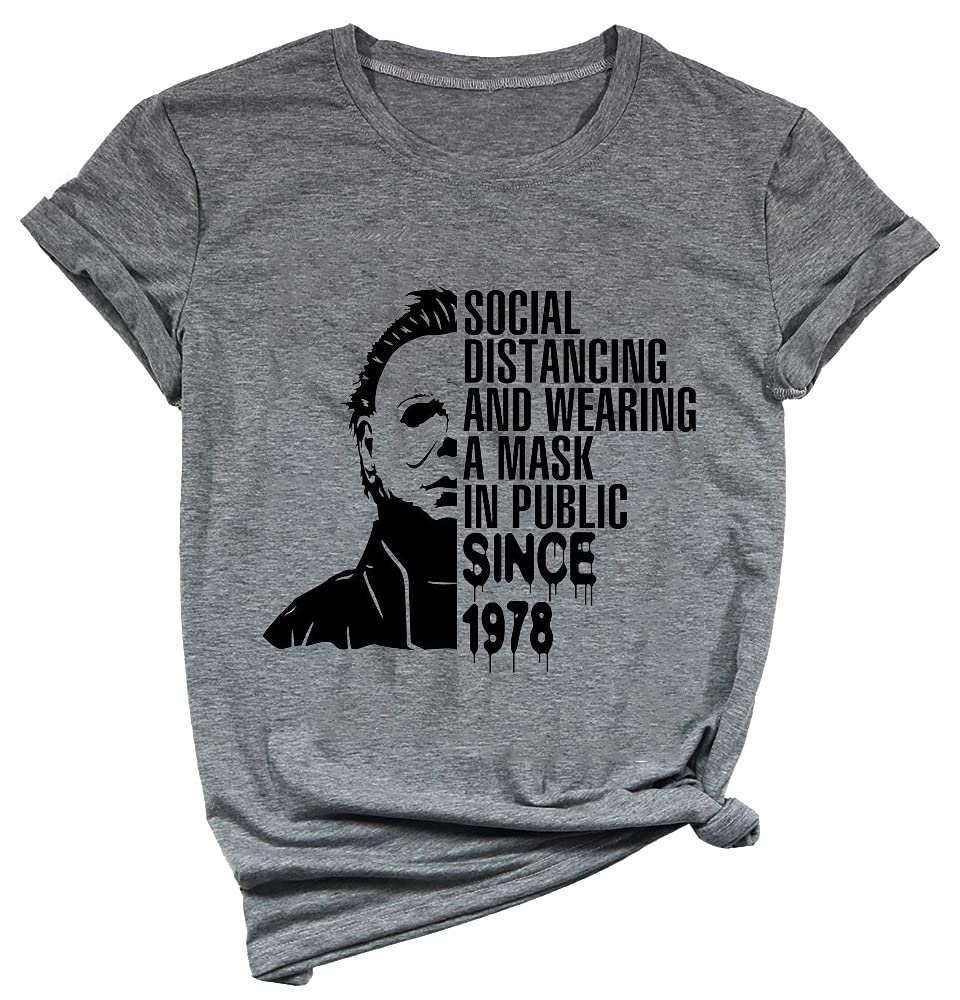 Yimoya Pumpkin Halloween 1978 T Shirt Womens Vintage Horror Movie Michael Myers Graphic Tees